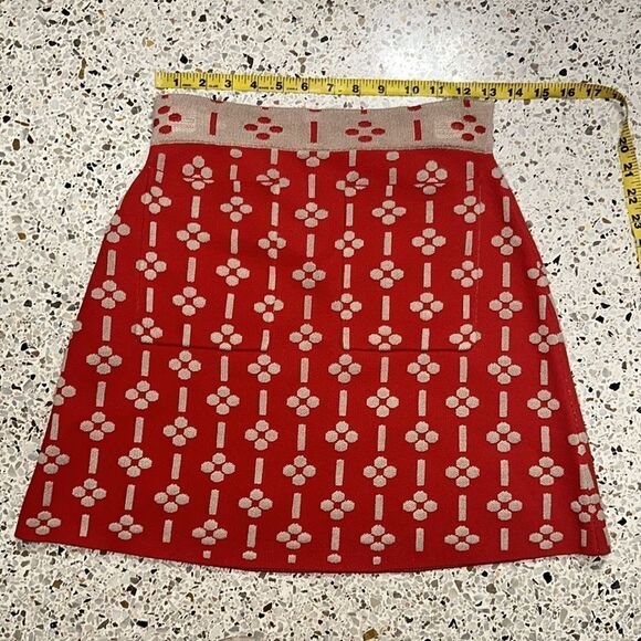NWT Anthropologie Maeve quant mini a line orange geo print skirt knit XS - Picture 5 of 9
